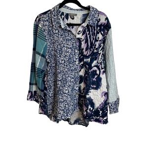 Habitat Clothes to Live In Colorful Mixed Blouse Size Women's L